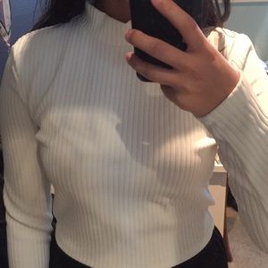 Cropped White mock neck sweater